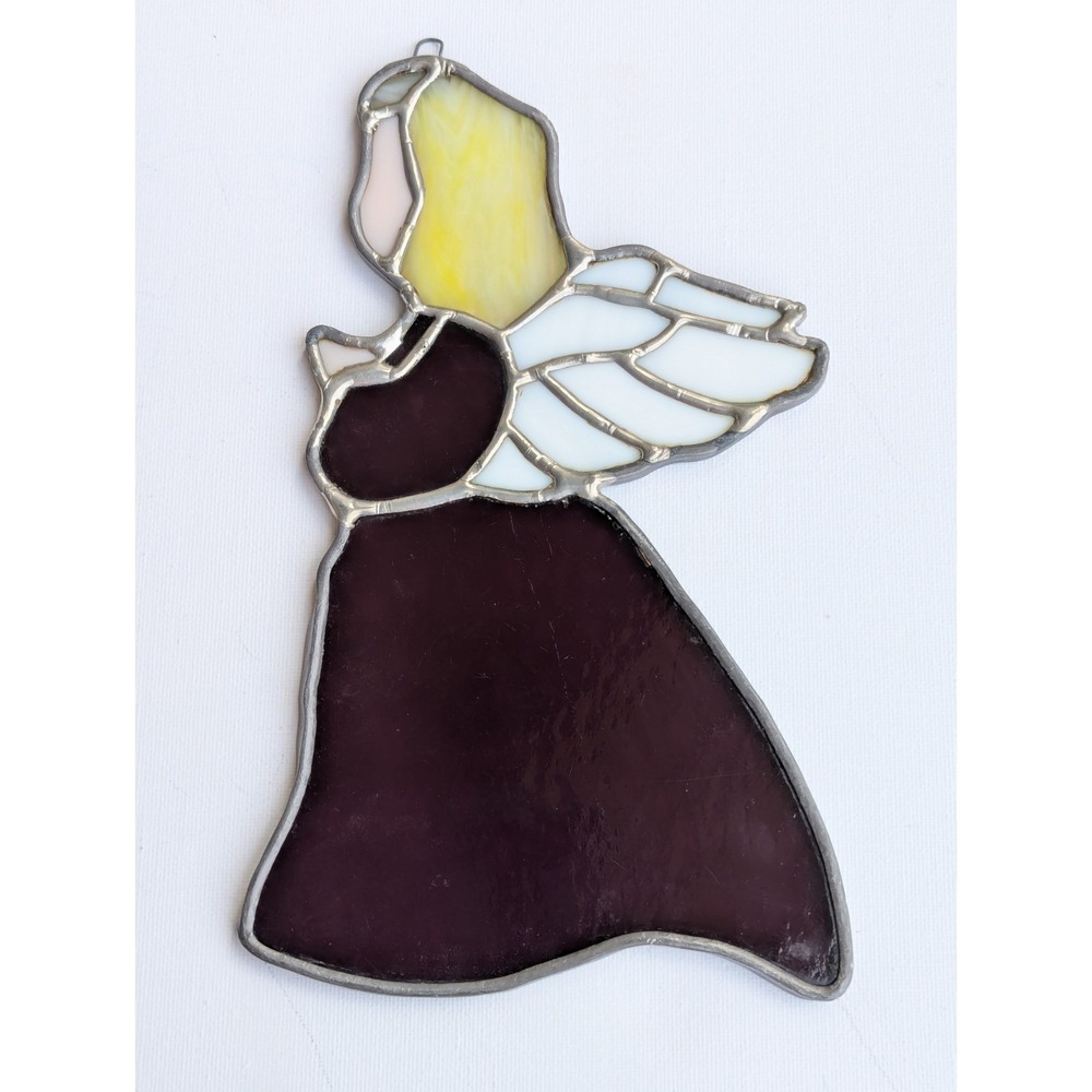 Vintage Stained Glass Angel Figure Suncatchers 9" tall (Set of 2) Handcrafted - Picture 2 of 10